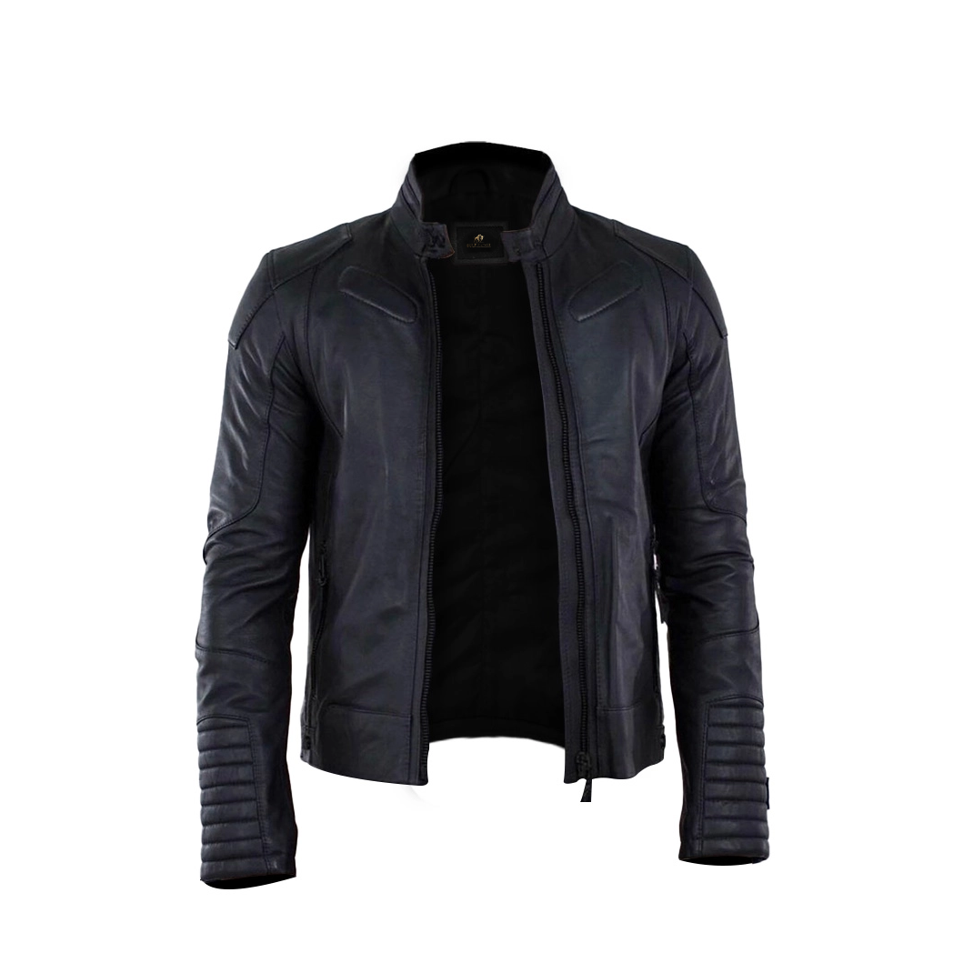 Men Black Padded Leather Jacket