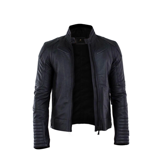 Men Black Padded Leather Jacket