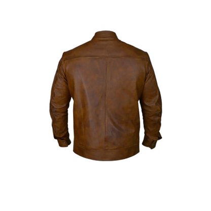 Men’s Distressed Biker Brown Leather Jacket