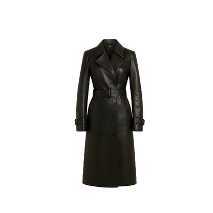 Women’s Black Real Leather Long Coat
