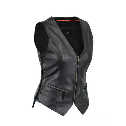 Women Motorcycle Biker Leather Vest