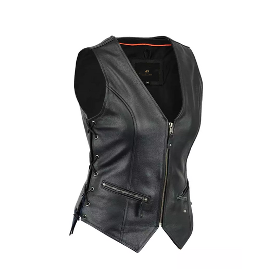 Women Motorcycle Biker Leather Vest
