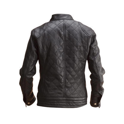 Mens Black Leather Quilted Jacket