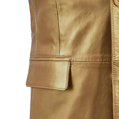 Men’s Gold Leather Blazer