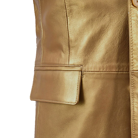 Men’s Gold Leather Blazer