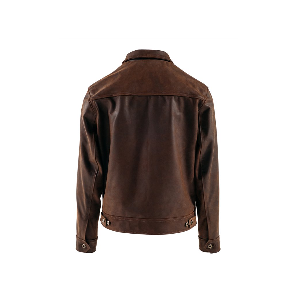 Mens Lightweight Cowhide Trucker Leather Jacket