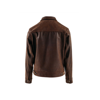 Mens Lightweight Cowhide Trucker Leather Jacket