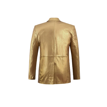 Men’s Gold Leather Blazer