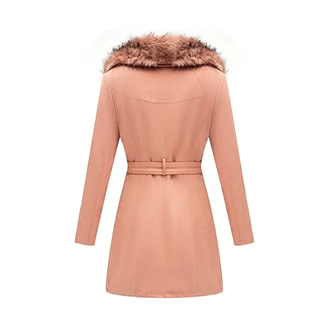 Women’s Pink Suede Leather Pea Coat