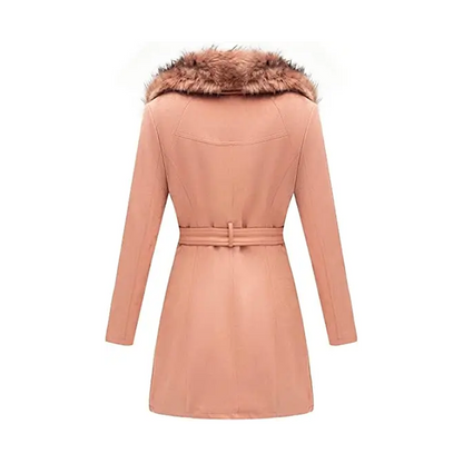 Women’s Pink Suede Leather Pea Coat