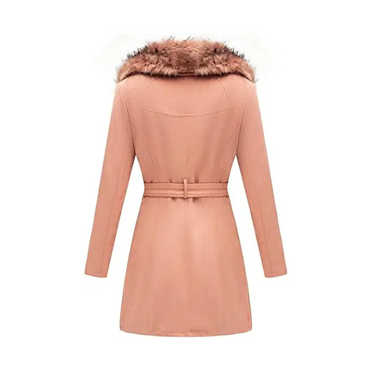 Women’s Pink Suede Leather Pea Coat