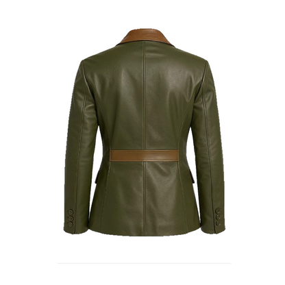 Women’s Olive Green Lambskin Leather Blazer
