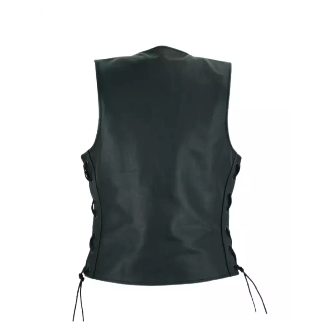 Women Motorcycle Black Leather Vest