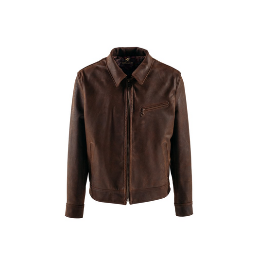 Mens Lightweight Cowhide Trucker Leather Jacket