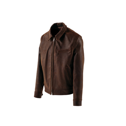 Mens Lightweight Cowhide Trucker Leather Jacket