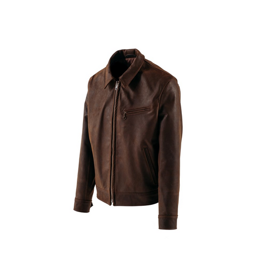 Mens Lightweight Cowhide Trucker Leather Jacket