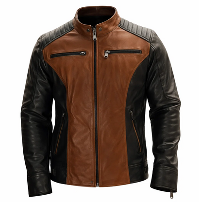 Men’s Roadster Black and Brown Leather Jacket