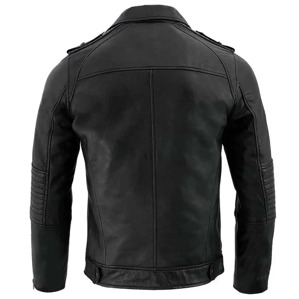 Men’s Anthracite Patch Pocket Lambskin Leather Jacket