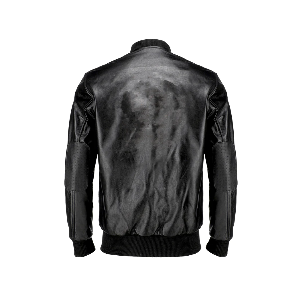 Mens Pure Cow Black Leather Bomber Jacket
