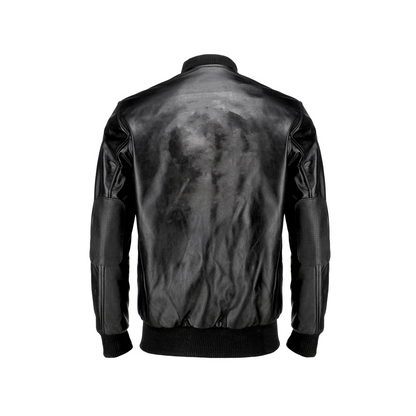 Mens Pure Cow Black Leather Bomber Jacket