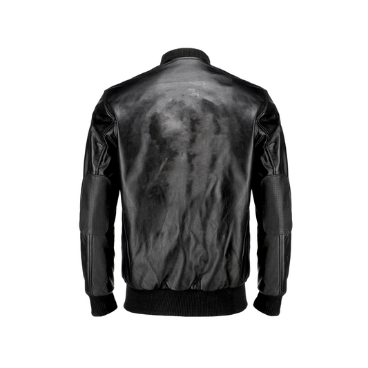 Mens Pure Cow Black Leather Bomber Jacket