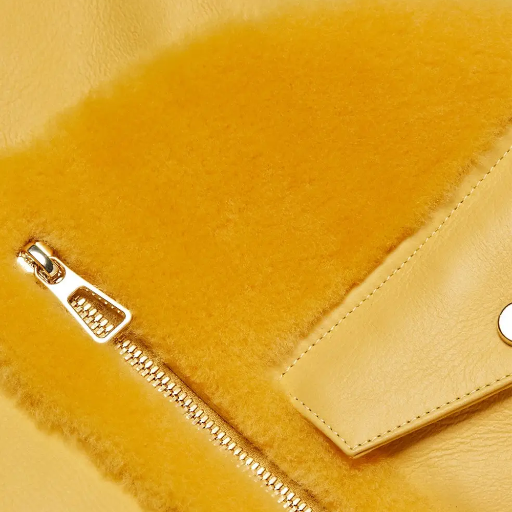 Women’s Orange Shearling Leather Jacket