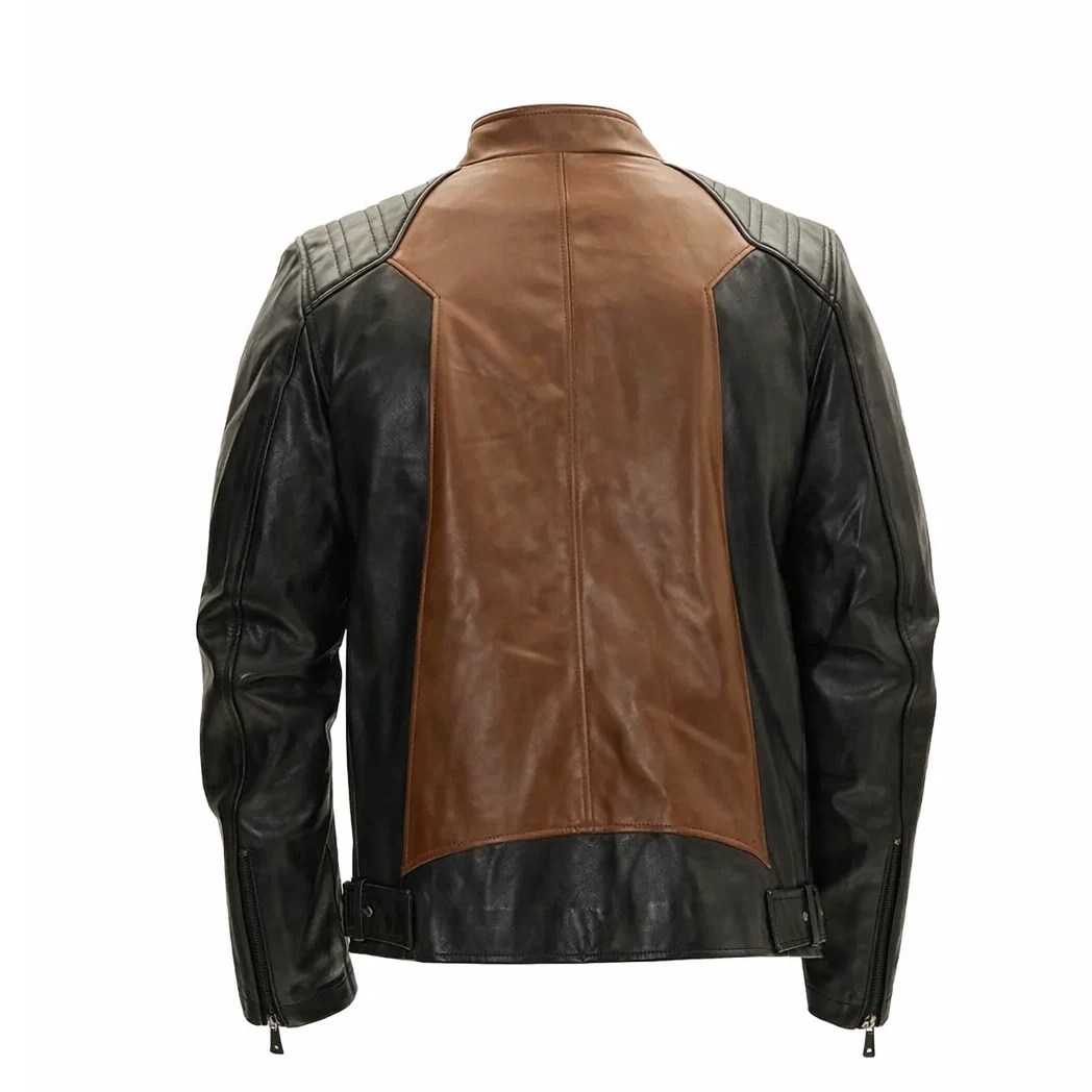 Men’s Roadster Black and Brown Leather Jacket