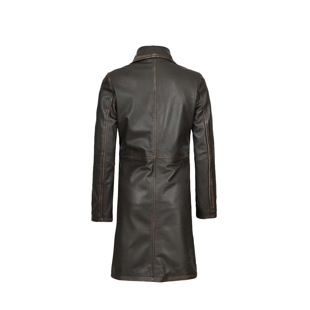 Women’s Distressed Brown 3/4 Length Real Leather Coat