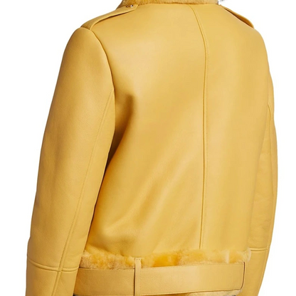 Women’s Orange Shearling Leather Jacket