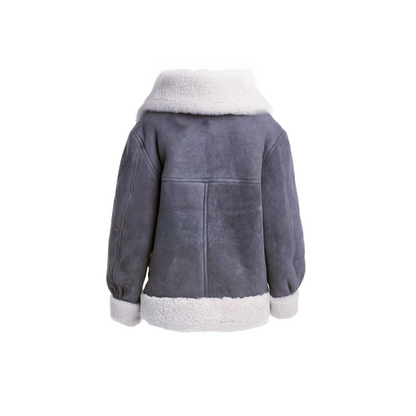 Women Grey Suede Leather Jacket