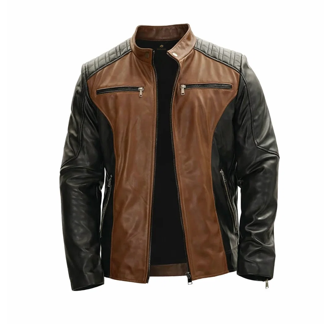 Men’s Roadster Black and Brown Leather Jacket