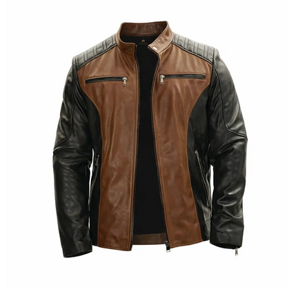 Men’s Roadster Black and Brown Leather Jacket