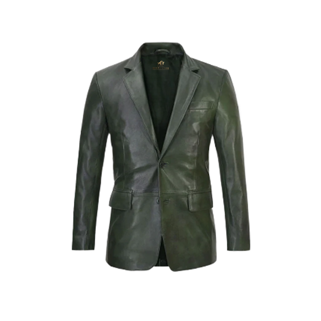 Men’s Spanish Green Leather Blazer