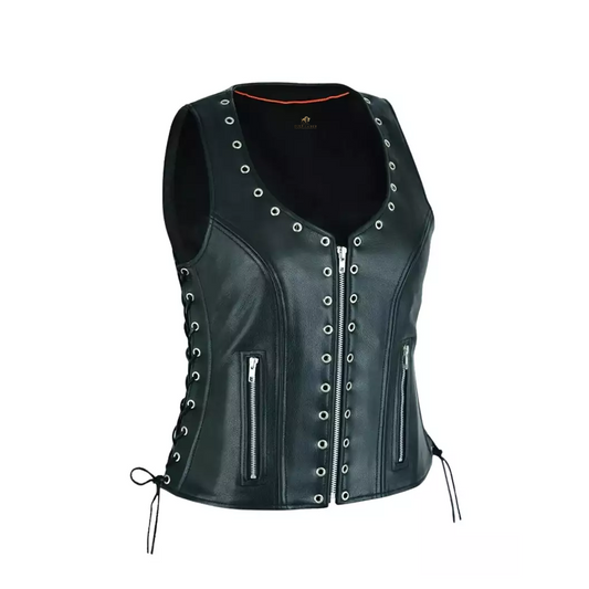 Women Motorcycle Leather Vest