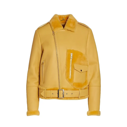 Women’s Orange Shearling Leather Jacket