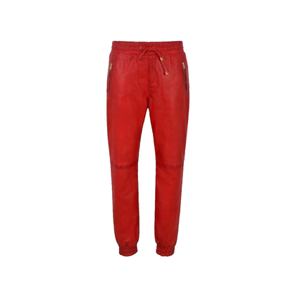 Mens Leather Jogging Bottom Trousers