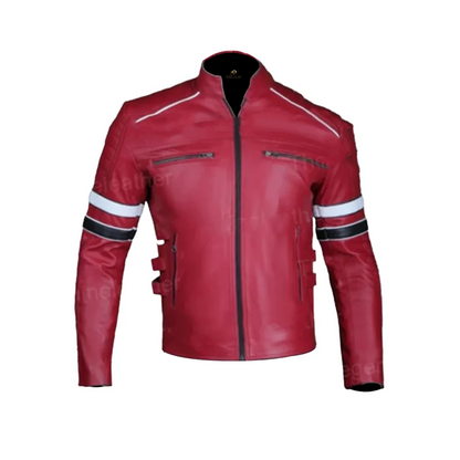 Mens Red Cafe Racer Jacket