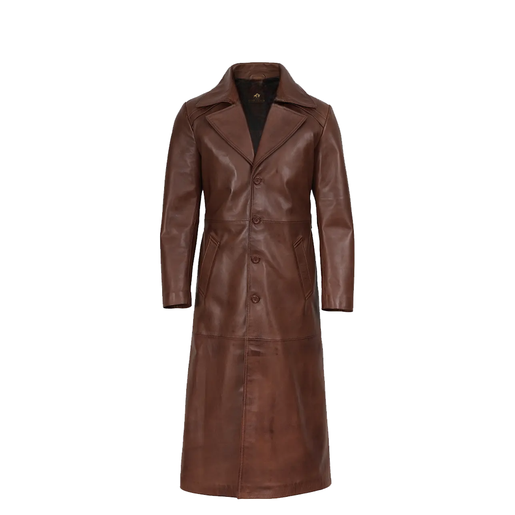 Men’s Full Length Leather Duster Coat