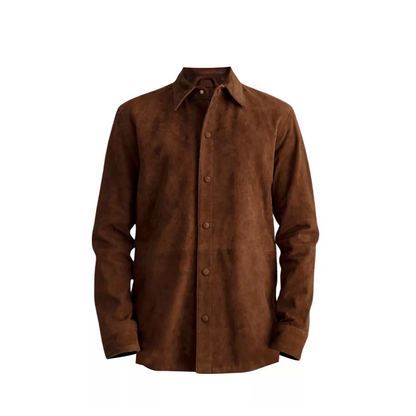 Men’s Suede Brown Leather Shirt