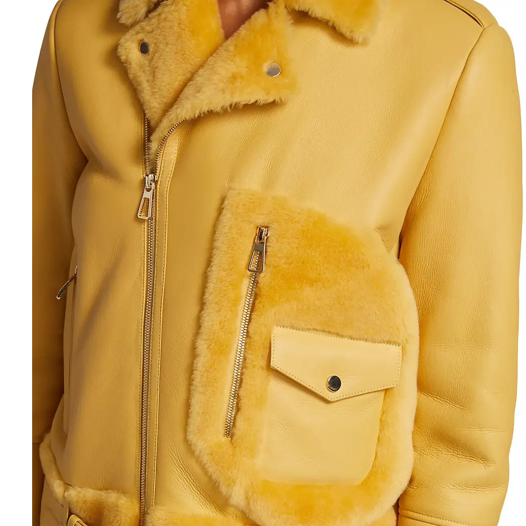 Women’s Orange Shearling Leather Jacket