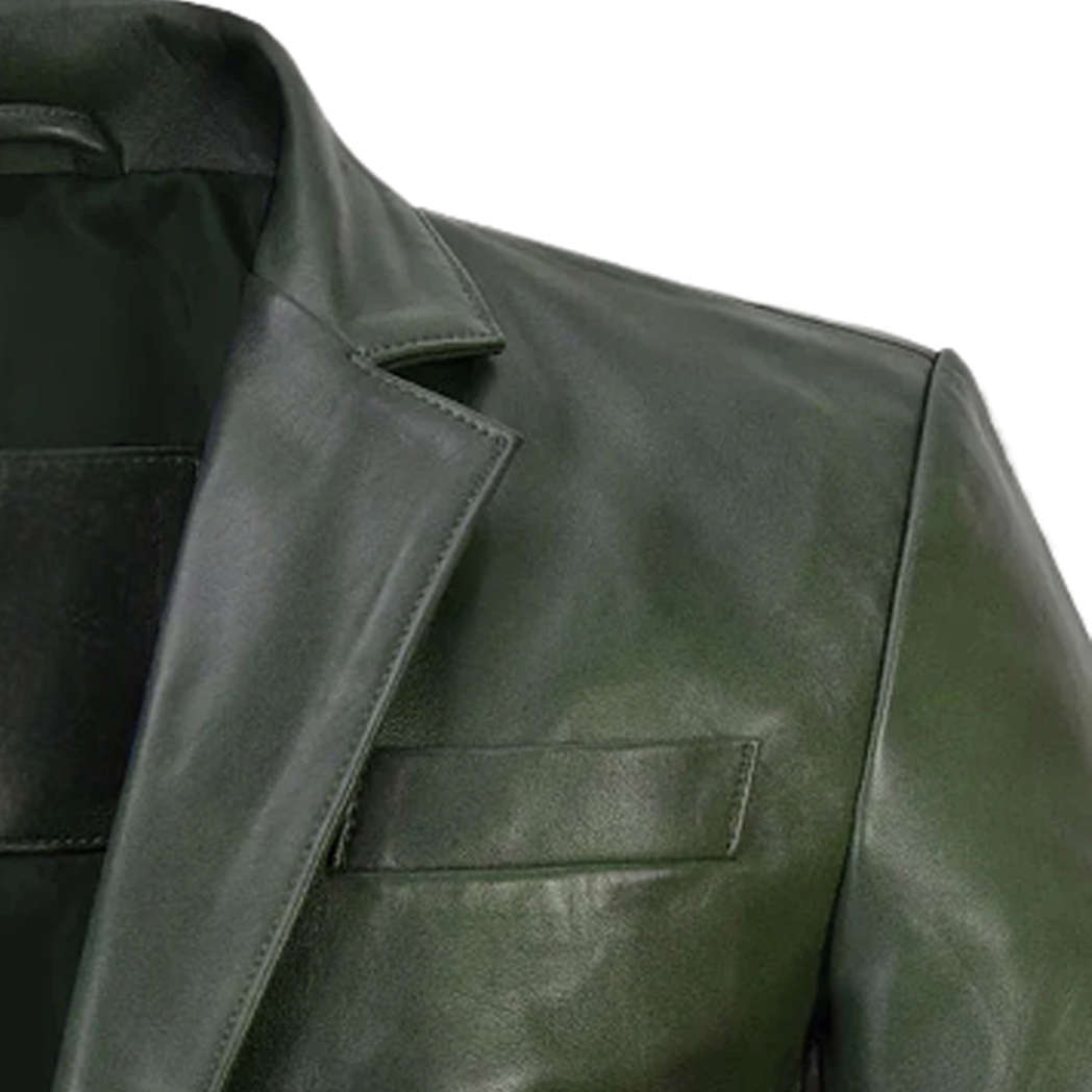 Men’s Spanish Green Leather Blazer