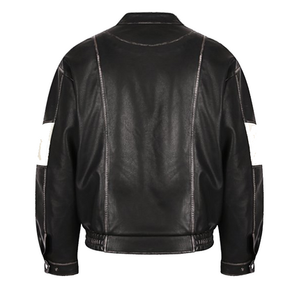 Oversize Vegan Leather Racing Jacket