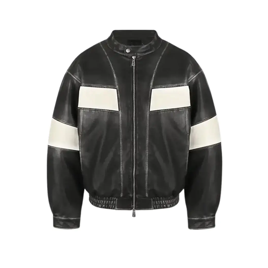 Oversize Vegan Leather Racing Jacket