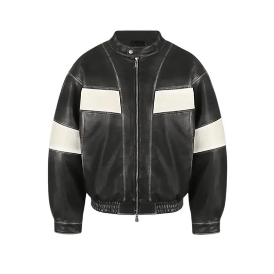 Oversize Vegan Leather Racing Jacket