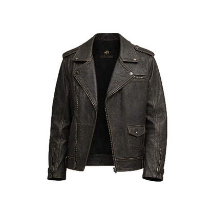 Men’s Black Asymmetrical Leather Biker Jacket