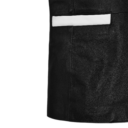 Mens Black Hampton Leather Blazer