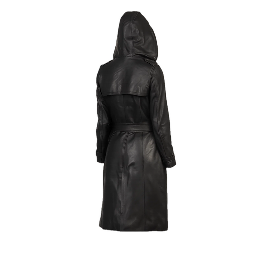 Women’s Fixon Hooded Black Trench Coat