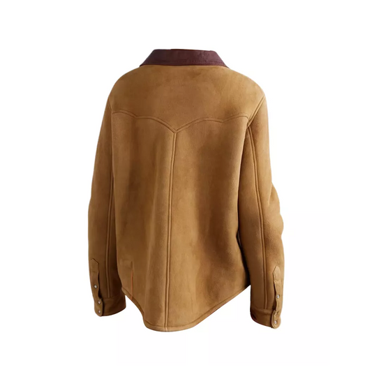 Women’s Camel Suede Classic Leather Shirt