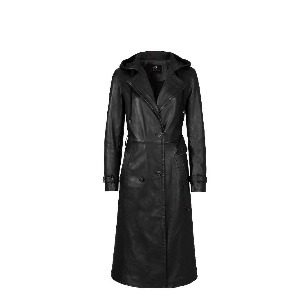 Women’s Fixon Hooded Black Trench Coat