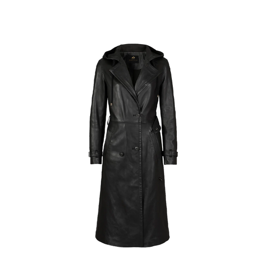 Women’s Fixon Hooded Black Trench Coat